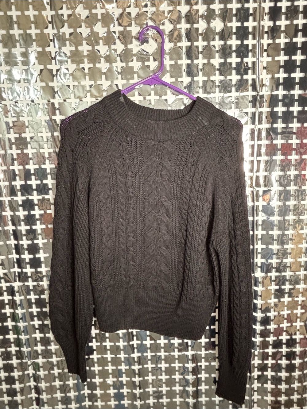 Fashion Nova Black Cable Crewneck Sweater